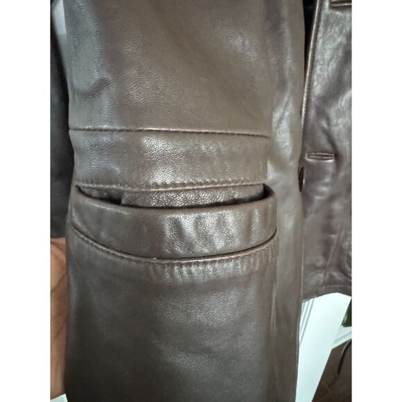 Vintage Genuine Leather Coat Oversized Unisex Fit - Picture 6 of 10